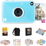 KODAK Printomatic+ Full Color Instant Print Digital Camera Gift Bundle + Case + Zink 2x3" Sticky Back Photo Paper 20pk + Album + Sticker Sets + Sticker Frames + Hanging Frames + Markers - Blue