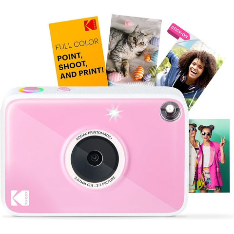 KODAK Printomatic+ Instant Print Camera (Pink) 10MP,  RGB LED, Zink Photo Prints