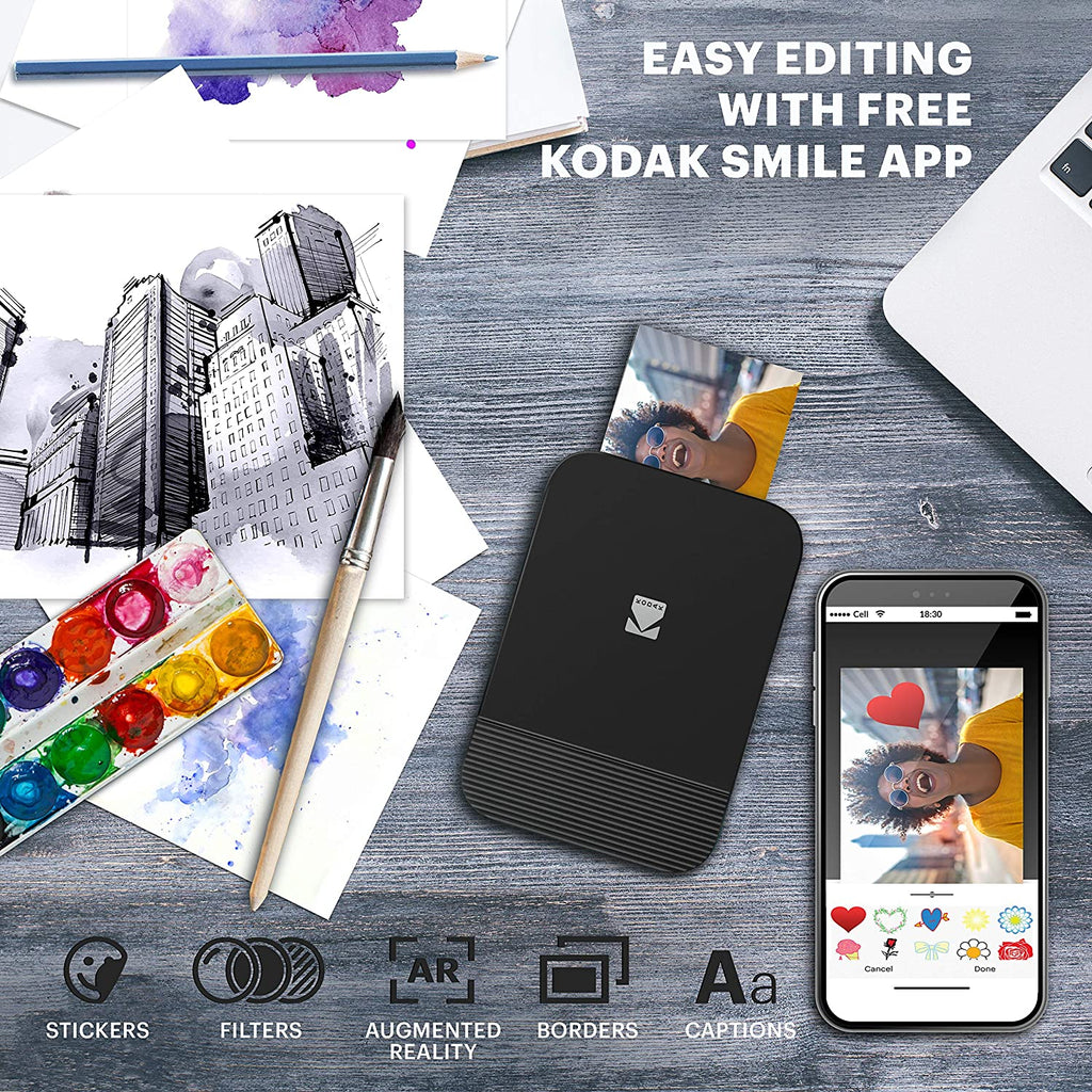 Smiling Printer KODAK Smile Instant Printer (Black/White) Go Bundle – Kodak Photo Plus EU