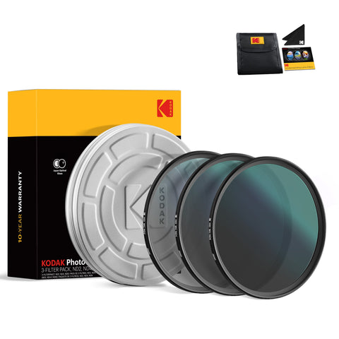 KODAK Neutral Density Filter 37mm-105mm Set Pack of 3 ND2, ND4 & ND8 Filters