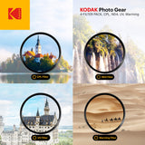 KODAK Filter Set 37mm-105mm Pack of 4 Premium UV, CPL, ND4 & Warming Filters