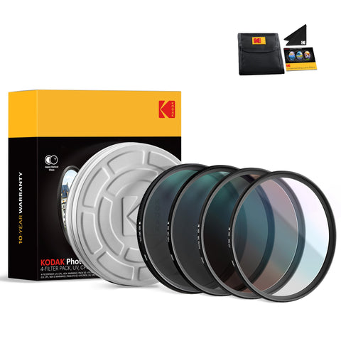 KODAK Filter Set 37mm-105mm Pack of 4 Premium UV, CPL, ND4 & Warming Filters